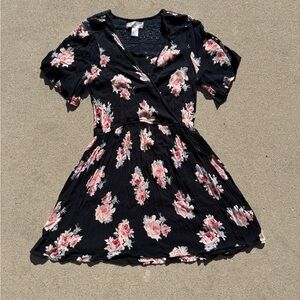 Band of Gypsies Dark Blue Dress with Pink Floral Design